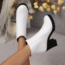 Load image into Gallery viewer, Women's Chunky Heel Back Zipper Ankle Boots | Round Toe Block Heel Shoes
