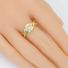 Load image into Gallery viewer, Gold Silver Clear CZ Evil Eye Adjustable Ring, Sku#A236