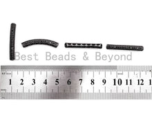 Load image into Gallery viewer, Black CZ Pave Half Full Pave Bar Tube Connector, CZ Pave Connector, Spacer Tube, 4x32mm,sku#G310