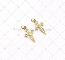 Load image into Gallery viewer, CZ Micro Pave Cross Shape Pendant, 18K Gold Filled Sword Charm, Necklace Bracelet Charm Pendant,Sku#LK504