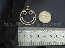 Load image into Gallery viewer, CZ Micro Pave Smiley Face Shape Pendant/Charm, 18K Gold Filled Charm, Necklace Bracelet Charm Pendant,26x29mm,Sku#LK322