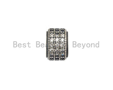Load image into Gallery viewer, Antique Silver CZ Large Hole Cylinder/Drum Barrel Micro Pave Beads, sku#X125