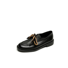 Load image into Gallery viewer, Women's Leather Bow Pumps | Retro Round Toe Chunky Low Heel Loafer Shoes