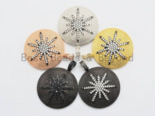 Load image into Gallery viewer, CZ Micro Pave Large 36x39mm Star on Round Disc Pendant, Star