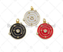 Load image into Gallery viewer, Colorful Enamel Pave Target On Round Coin Pendant, Gold Enamel Target Pendant, Pave Enamel Jewelry Findings,22x22mm,Sku#L444