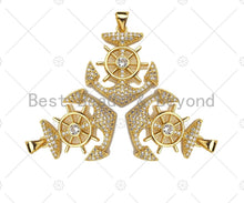 Load image into Gallery viewer, 18k Shiny Gold Boat Anchor Charms, Gold Anchor Charms, Anchor Pendant, Gold Pendant, Necklace Charms, 20x24mm, Sku#LK146