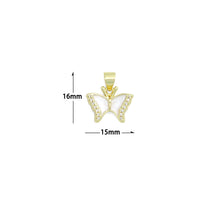 Load image into Gallery viewer, Clear CZ Gold White Enamel Butterfly Charm Pendant,Sku#LD713