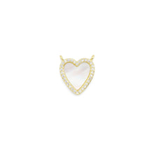 Load image into Gallery viewer, Gold CZ Mother of Pearl CZ Heart Shape Charm, Sku#LX456