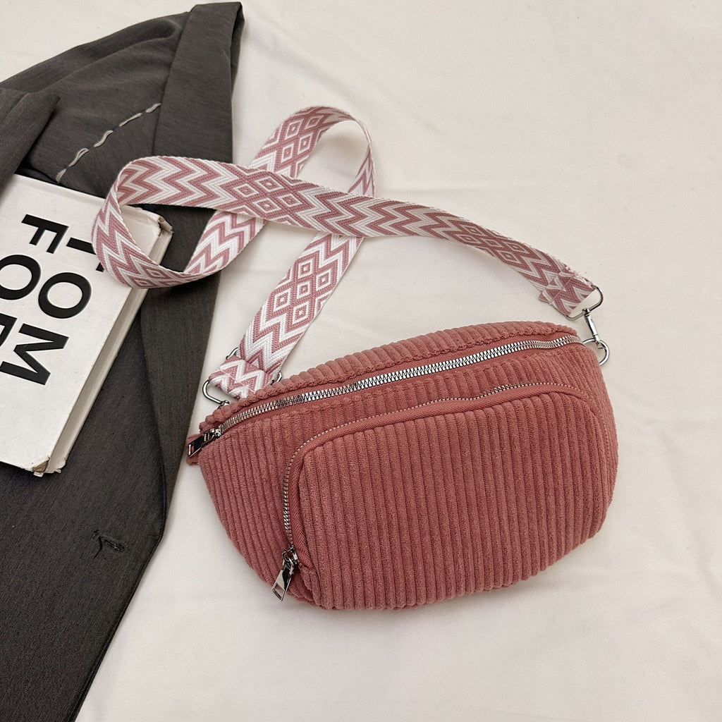 Corduroy Crossbody Bag for Women - Lightweight Minimalist Streetwear Style