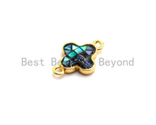 Load image into Gallery viewer, 100% Natural Abalone Shell Clover Connector For earrings Necklace Bracelets making, Abalone Charm, Clover flower charm, 10x15mm,SKU#Z294