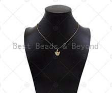 Load image into Gallery viewer, CZ Micro Pave Love You Gesture Shape Pendant,18k Gold Charm, Necklace Bracelet Charm Pendant, 15x13mm,Sku#JL48