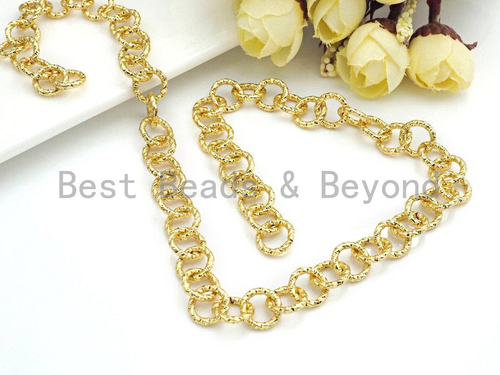 11mm Chunky Linked Chain by Yard, Gold Brass Chain, E508