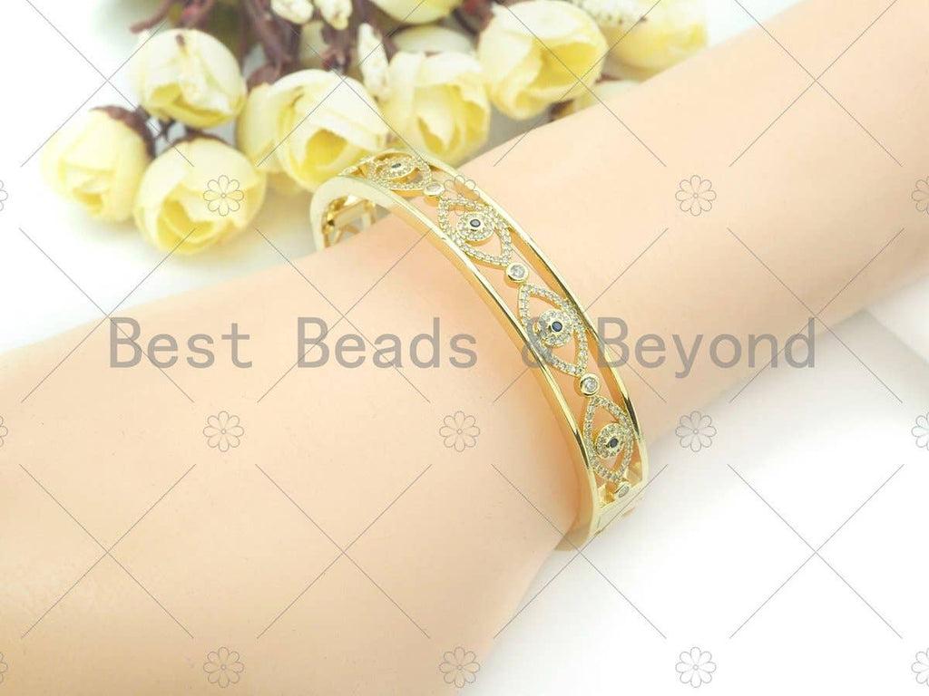 CZ Evil Eye Bangle Bracelet, Sku#X172