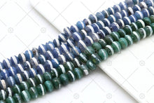 Load image into Gallery viewer, Quality DZI Blue/Green Agate Beads, Rondelle with One line Tibetan Agate Beads, 10x14mm Agate,15 Full Strand, SKU#U1182