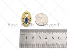 Load image into Gallery viewer, Cobalt Enamel Evil Eye On Oval Shape Pendant, 18K Gold Medallion Charm, Necklace Bracelet Charm Pendant, 25x16mm,Sku#L562