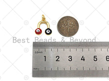 Load image into Gallery viewer, 18k Dainty Gold U Shape With Enamel Evil Eye Pendant/Charm, Colorful Enamel Evil Eye Charm, Necklace Bracelet Charm,14x15mm, Sku#LK247