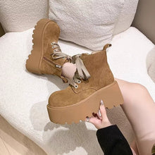 Load image into Gallery viewer, Women's Chunky-Sole Vintage Lace-Up Mid-Calf Boots | PU Leather Round Toe Flat Boots