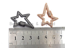 Load image into Gallery viewer, Fully Cz Micro pave Star Clasp, CZ Pave Clasp, Gold/Silver/Rose Gold/Gunmetal Carabiner Clasp, 33x24mm, sku#K75