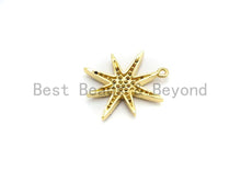 Load image into Gallery viewer, Multi-Color CZ  Micro Pave Star Charm/Pendant, Star Shaped Pave Pendant, Gold plated, 9x11mm, Sku#B104