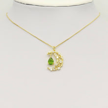 Load image into Gallery viewer, Fancy Cresent Moon With Clear Green Teardrop Pendant Charm, Sku#LK942
