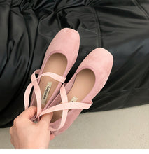 Load image into Gallery viewer, Women's Mary Jane Chunky Heel Flats | Square Toe Buckle Closure PU Leather Shoes