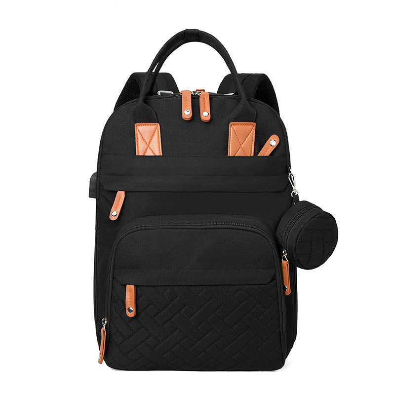 Waterproof Plaid Stroller Bag with USB Charging Port & Dry-Wet Separation – Lightweight Baby Diaper Bag