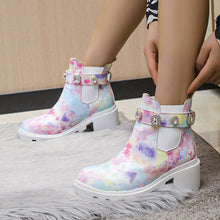 Load image into Gallery viewer, Women's Rhinestone Chunky Heel Ankle Boots - Mid Heel Fashion Boots