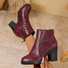 Load image into Gallery viewer, Women's Chunky Heel Back Zipper Ankle Boots | Round Toe Block Heel Shoes