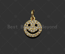Load image into Gallery viewer, CZ Micro Pave Smiley Face Shape Pendant/Charm,Cubic Zirconia Charm, Necklace Bracelet Earring Charm Pendant,9x11mm, Sku#LK218
