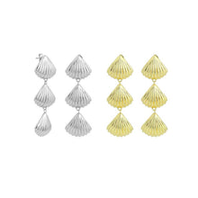 Load image into Gallery viewer, Gold Silver String of Shell Dangle Earrings, Sku#A468