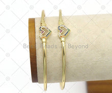 Load image into Gallery viewer, CZ Heart Open Cuff Bracelet, Sku#LK516