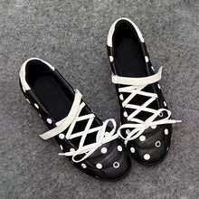 Load image into Gallery viewer, Women's Polka-Dot Mary Jane Heels - Vintage Cross-Strap Shoes
