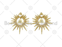 Load image into Gallery viewer, Micro Pave CZ Triangle On North Star Shape Pendant, 18K Gold Filled Radial Charm, Necklace Bracelet Charm Pendant, 41x38mm, Sku#LK400