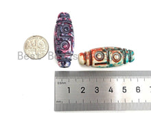 Load image into Gallery viewer, Colorful Engraved Long Oval Tibetan Spacer Beads, Multicolor