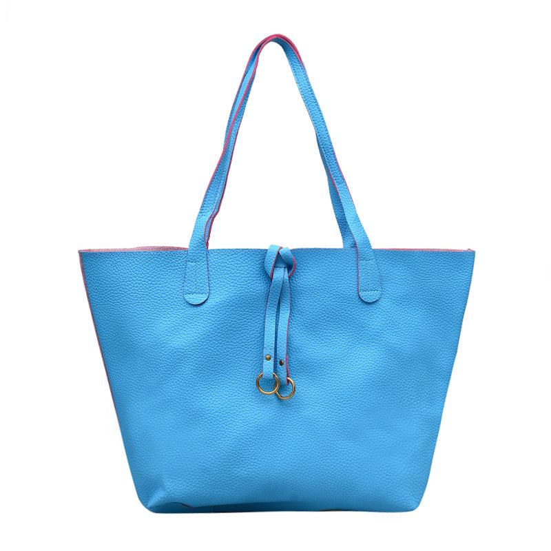 Women's PU Leather Ribbon Shoulder Bag Two-Piece Set | Tassel Crossbody Handbag