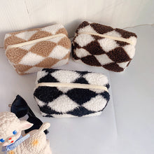 Load image into Gallery viewer, Plaid Plush Crossbody Bag | Large Capacity Makeup &amp; Storage Organizer | Korean Style