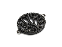 Load image into Gallery viewer, Black CZ flower Connector charm, sku#A92
