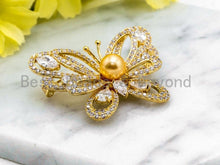 Load image into Gallery viewer, CZ Micro Pave Butterfly Brooch, Sku#P36