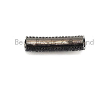 Load image into Gallery viewer, Black CZ Pave On Black 32x8mm Half Full Pave Tube for Bracelet/Necklace, Cubic Zirconia Separator Tube, Tube Beads, sku#C102
