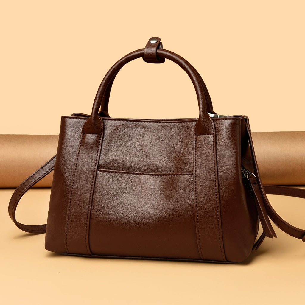 Women's Genuine Leather Crossbody Bag – Classic Minimalist Daily Commute Shoulder Bag