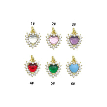 Load image into Gallery viewer, Various Stone Heart shape Gold Charm Pendant,Sku#LD739
