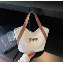 Load image into Gallery viewer, Women's Canvas Tote Bag with Letter Print - Fashionable Dumpling Bag
