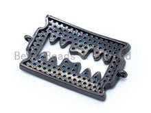 Load image into Gallery viewer, CZ Turquoise Micro Pave Razor Blade Connector, Blue CZ Pave in Gold, Silver, Black, Rose Gold Finish Charm, Bracelet Charm,15x26mm, sku#M20