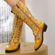 Load image into Gallery viewer, Women's Embroidered Ethnic-Style Chunky-Heel Mid-Calf Boots