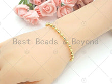 Load image into Gallery viewer, Mixed Matte and Shinny Gold 4mm ball Beads Necklace Bracelet with Lock, Gold Ball beads Necklace, Ball beads Bracelet Necklace set, sku#LD70