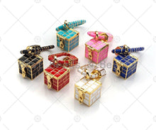 Load image into Gallery viewer, Colorful Enamel Pave Oval With Square Box Shape Clasp, Gold Carabiner Clasp, Screw Clasp, Chain Connector Clasp, 16x46mm, sku#K121