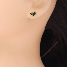Load image into Gallery viewer, Clear Black Baguette CZ Fan Shape Earrings, Sku#A392