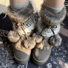 Load image into Gallery viewer, Women's Retro Chunky Ankle Boots – Fleece-Lined Suede Slip-On Winter Boots
