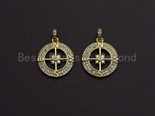 Load image into Gallery viewer, Clear CZ Micro Pave Hollow out Compass Pendant/Charm,Round C