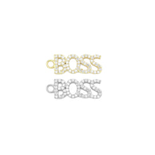 Load image into Gallery viewer, Gold Silver CZ Boss Word Charm Pendant, Sku#A359